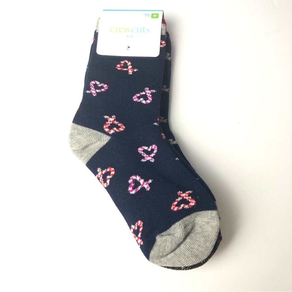 Crewcuts Girl's Holiday Candy Cane Heart Print Socks Three Pairs Sz M NWT
